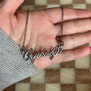 CRYBABY script necklace